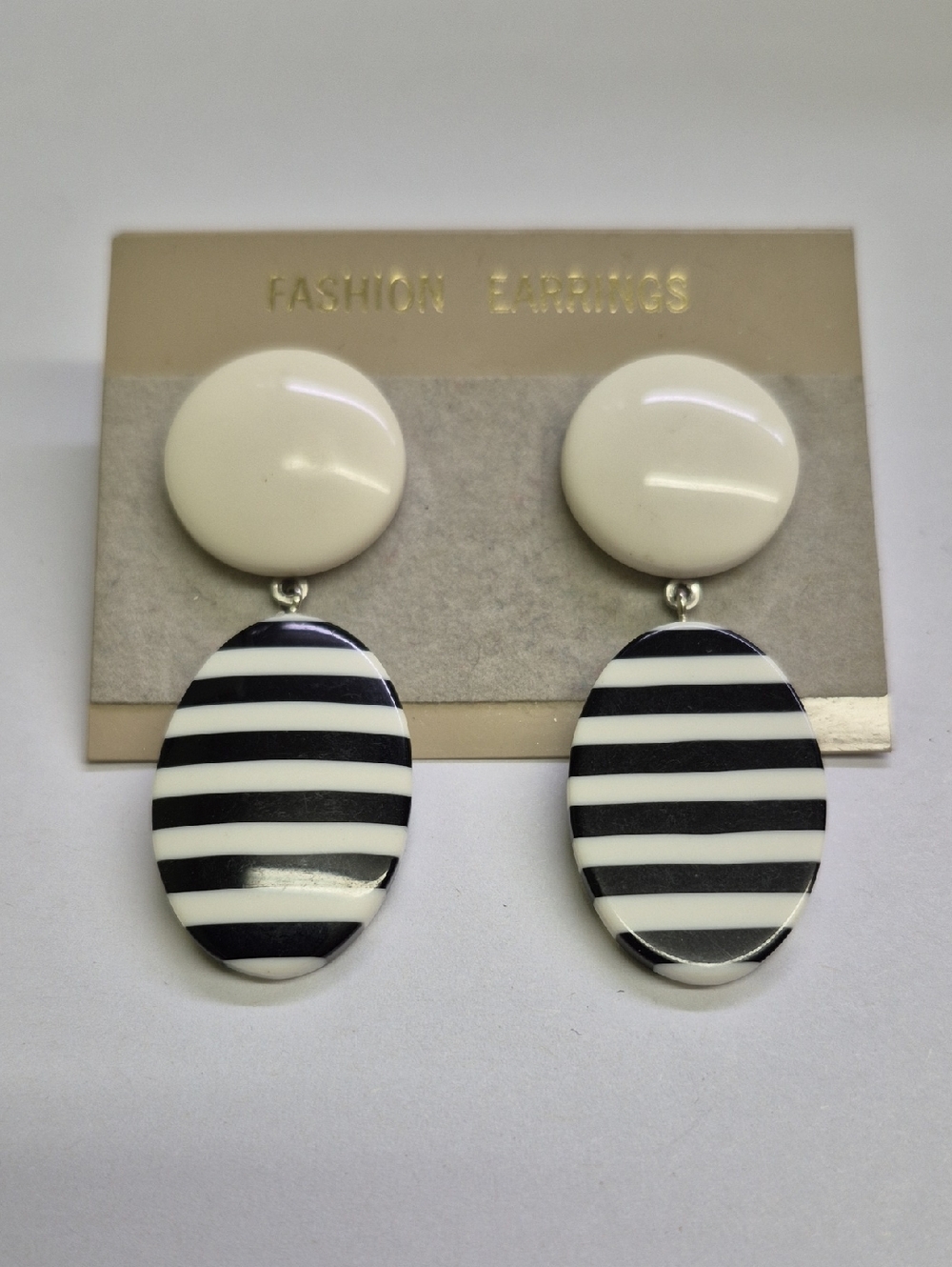 Vintage Striped Black & White Drop Earrings - Fashion Post Earrings